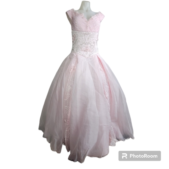 ☆ Boutiqe size 18 bridal maxi gown pink A line embroidered and sequence pink - Picture 2 of 12